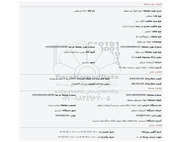 مزایده، اموال غیر منقول