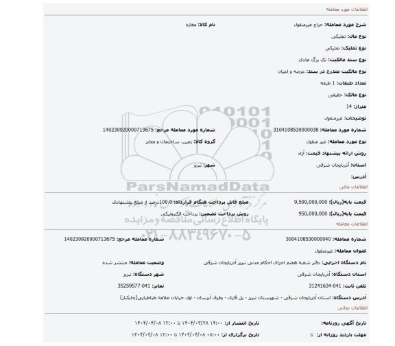 مزایده، غیرمنقول