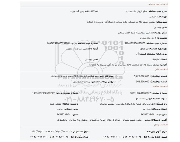 مزایده، فروش مال مشاع