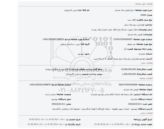 مزایده، فروش مال مشاع
