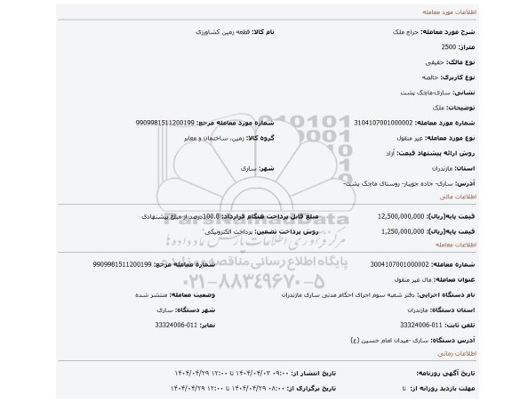 مزایده، ملک