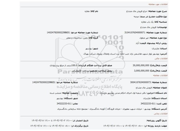 مزایده، فروش مال مشاع