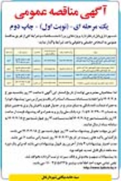 مناقصه احداث مجاری جمع آوری آبهای سطحی محله و...