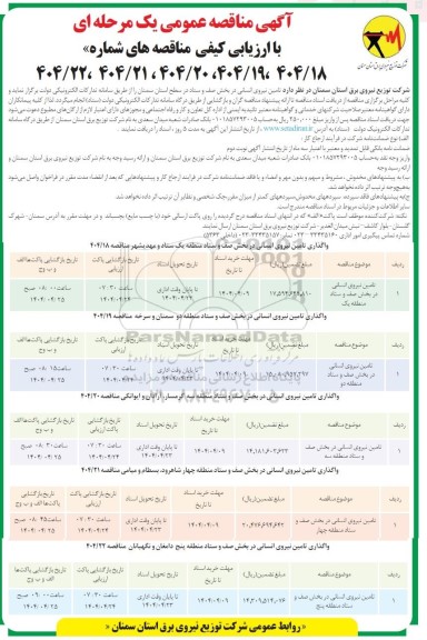مناقصه تامین نیروی انسانی در بخش صف و ستاد