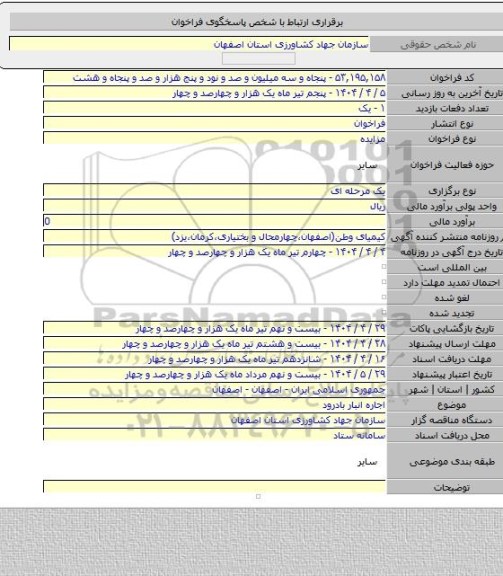 مزایده, اجاره انبار بادرود
