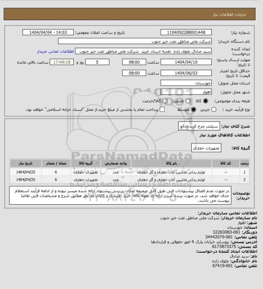 استعلام سیلندر چرخ کرن تادانو