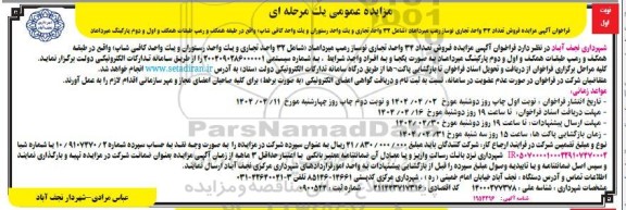 مزایده فروش تعداد 32 واحد تجاری نوساز ...