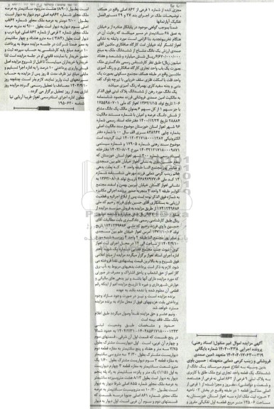 مزایده فروش ششدانگ یک قطعه واحد تجاری 