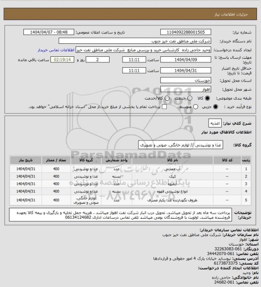 استعلام اغذیه