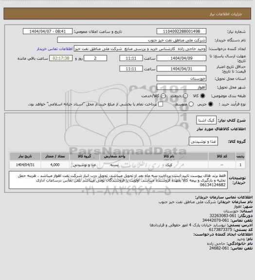 استعلام کیک اشنا