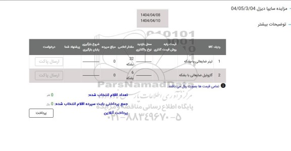 مزایده تینر ضایعاتی با بشکه...