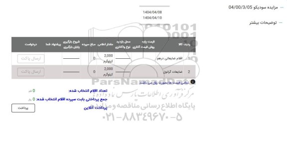 مزایده اقلام ضایعاتی درهم....