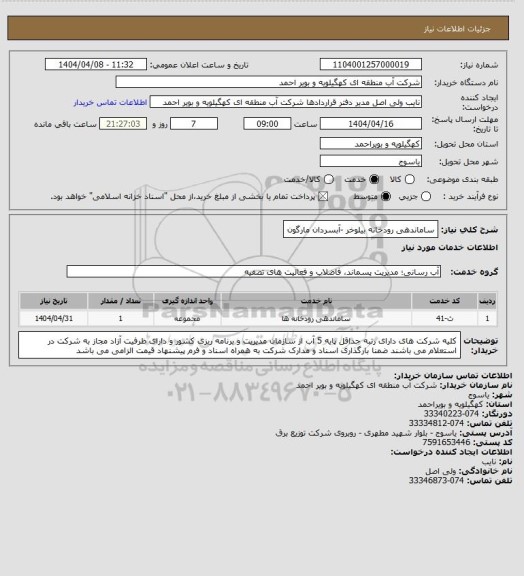 استعلام ساماندهی رودخانه بیلوخر -آبسردان مارگون