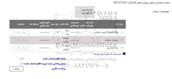 مزایده بشکه فلزی 220 لیتری ضایعاتی 