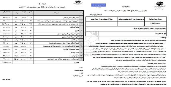 استعلام  اجرای طرح FTTH پروژه مسکن ملی