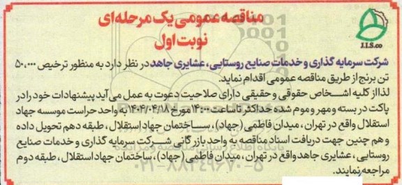 مناقصه ترخیص 50000 تن برنج 
