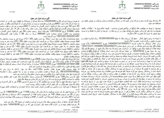 مزایده فروش یک قطعه زمین به پلاک 6821 فرعی از 2 اصلی