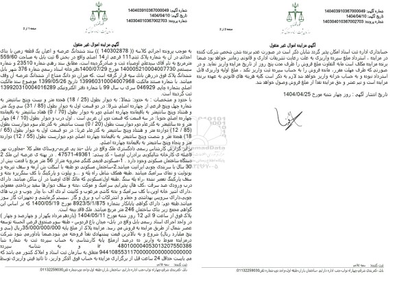 مزایده فروش یک قطعه زمین با بنای احداثی به پلاک ثبتی 111 فرعی از 14 اصلی