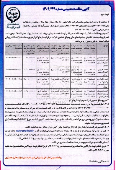 مناقصه خدمات اداره امور انبار .... نوبت دوم 