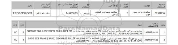 استعلام ساپورت چرخ و بیس موتور