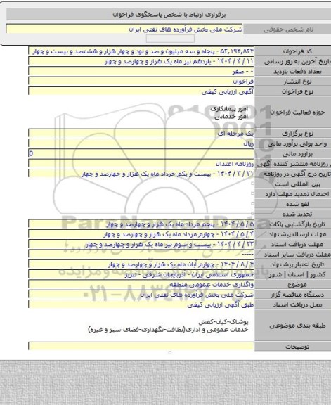 مناقصه, واگذاری خدمات عمومی منطقه