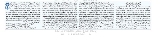 مزایده سه دانگ مشاع از ششدانگ یک باب مغازه