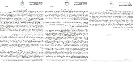مزایده ششدانگ یک دستگاه آپارتمان مسکونی