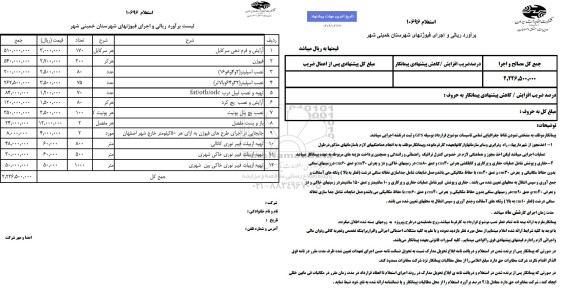 استعلام لیست برآورد ریالی و اجرای فیوژن های شهرستان 