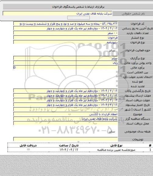 مناقصه, انعقاد قرارداد با کشتی