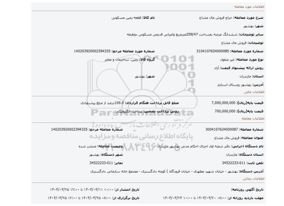 مزایده، فروش مال مشاع