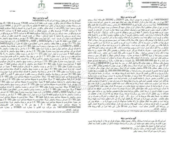 مزایده ششدانگ یک دستگاه آپارتمان مساحت 176.88  مترمربع