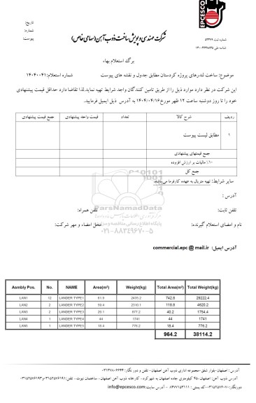 استعلام ساخت لندرهای پروژه کردستان 
