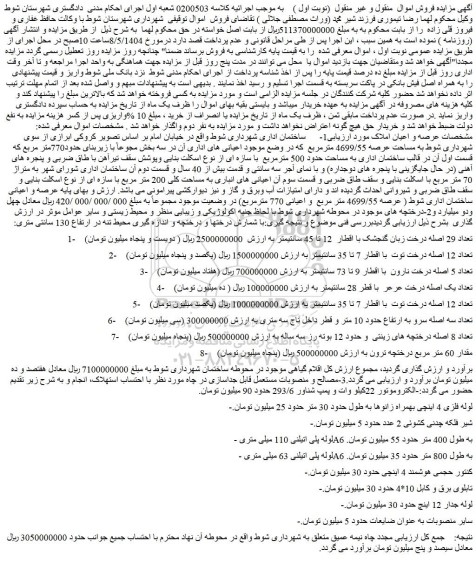 مزایده تعداد 29 اصله درخت زبان گنجشک با اقطار  12 تا 45 سانتیمتر و...