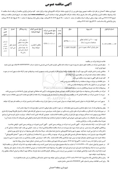 مناقصه تهیه 2000 تن آسفالت ...