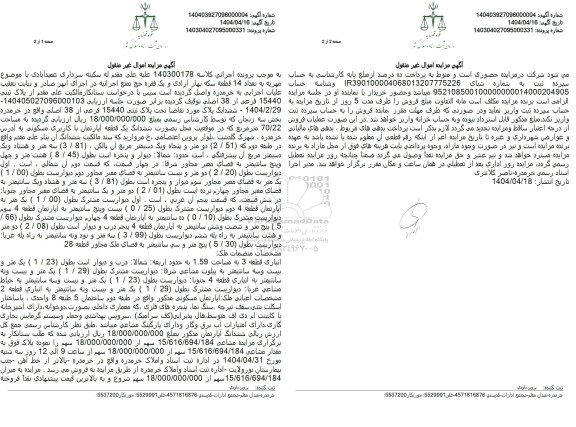 مزایده پلاک ثبتی 15440 فرعی از 38 اصلی