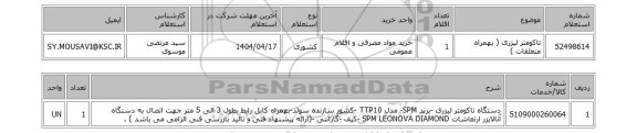 استعلام تاکومتر لیزری ( بهمراه متعلقات )