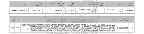 استعلام لامپ سدیمی 1000 وات