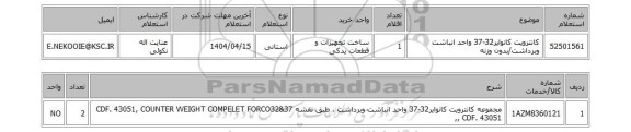 استعلام کانترویت کانوایر32-37 واحد انباشت وبرداشت/بدون وزنه