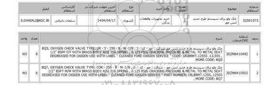 استعلام چک ولو برای سیستم طرح جدید لنس مور