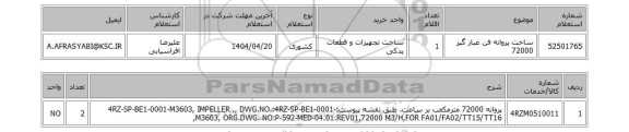 استعلام ساخت پروانه فن غبار گیر 72000