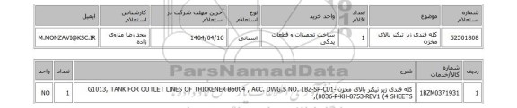 استعلام کله قندی زیر تیکنر بالای مخزن