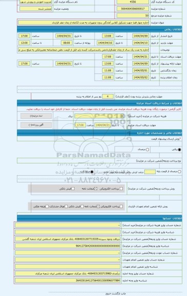 مزایده ، اجاره چهار فضا جهت تشکیل کلاس آمادگی بدون تجهیزات به مدت 12ماه از زمان عقد قرارداد