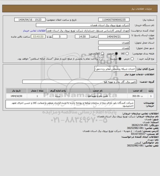 استعلام احداث شبکه روشنایی معابر رزن-دمق