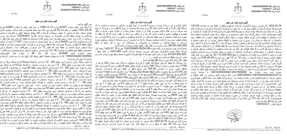 مزایده فروش یک قطعه اپارتمان با کاربری مسکونی پلاک ثبتی 64625 فرعی 