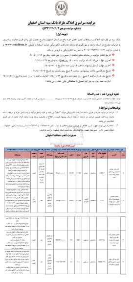 مزایده فروش املاک و مستغلات تحت اختیار