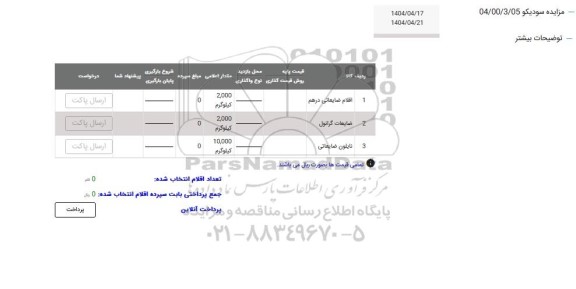 مزایده اقلام ضایعاتی درهم....