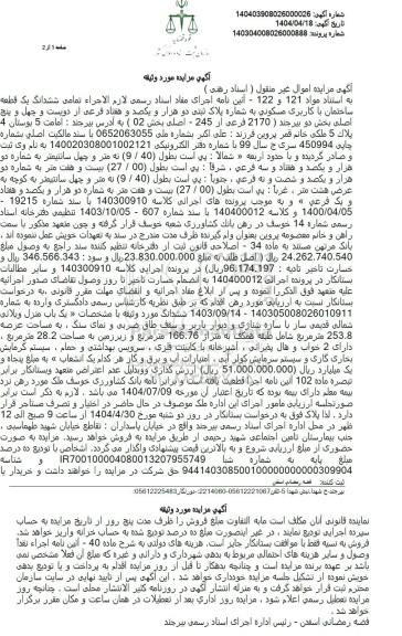 مزایده یک قطعه زمین مسکونی به پلاک ثبتی دو هزار و یکصد و هفتاد فرعی از دویست و چهل و پنج اصلی