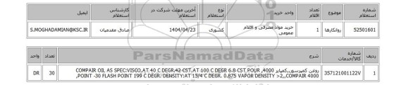 استعلام روانکارها