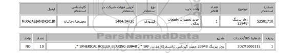 استعلام رولر بیرینگ 23948