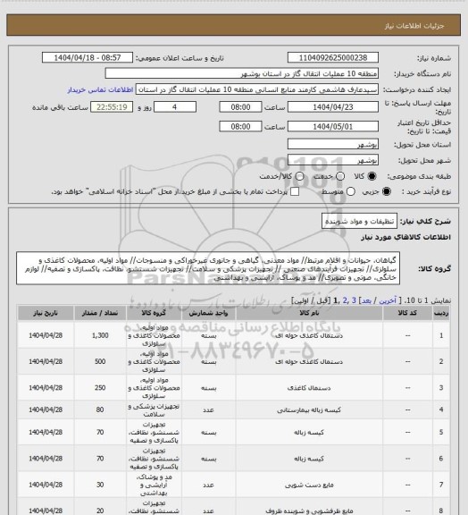 استعلام تنظیفات و مواد شوینده